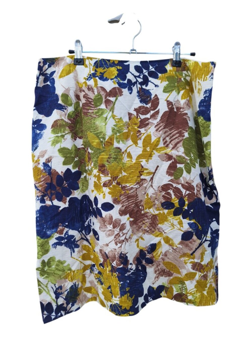 Pendleton Linen Blend Watercolor Floral Pencil Skirt Sz 14 Blue Gold Lined